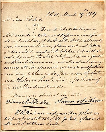 First page of mill contract